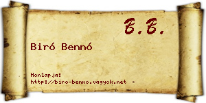 Biró Bennó névjegykártya